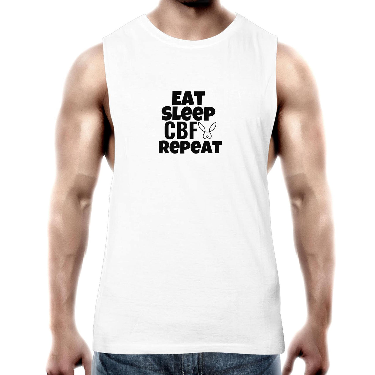 Eat Sleep CBF Repeat Tank Top Tee White by CBF Clothing