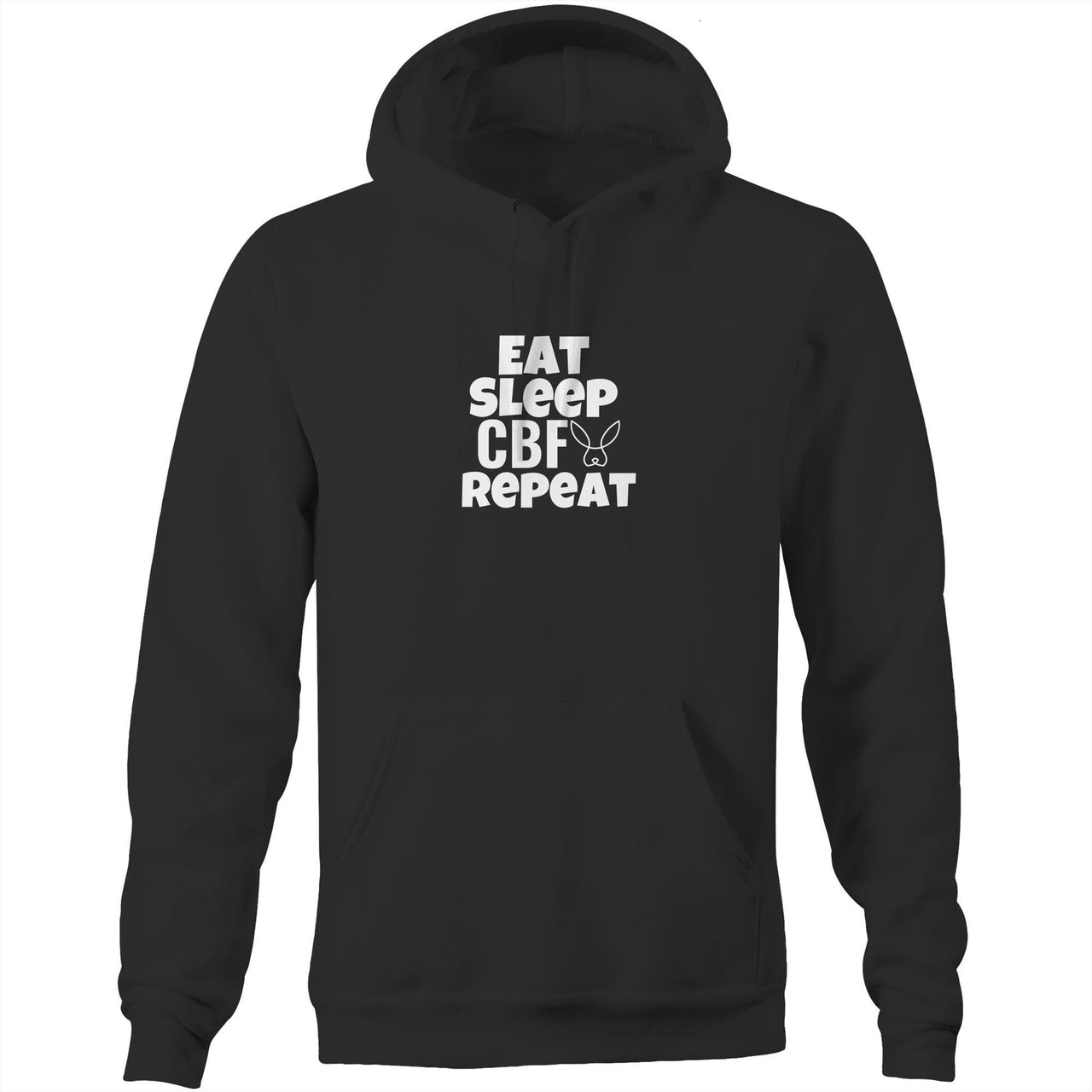 Eat Sleep CBF Repeat Pocket Hoodie Sweatshirt Black by CBF Clothing
