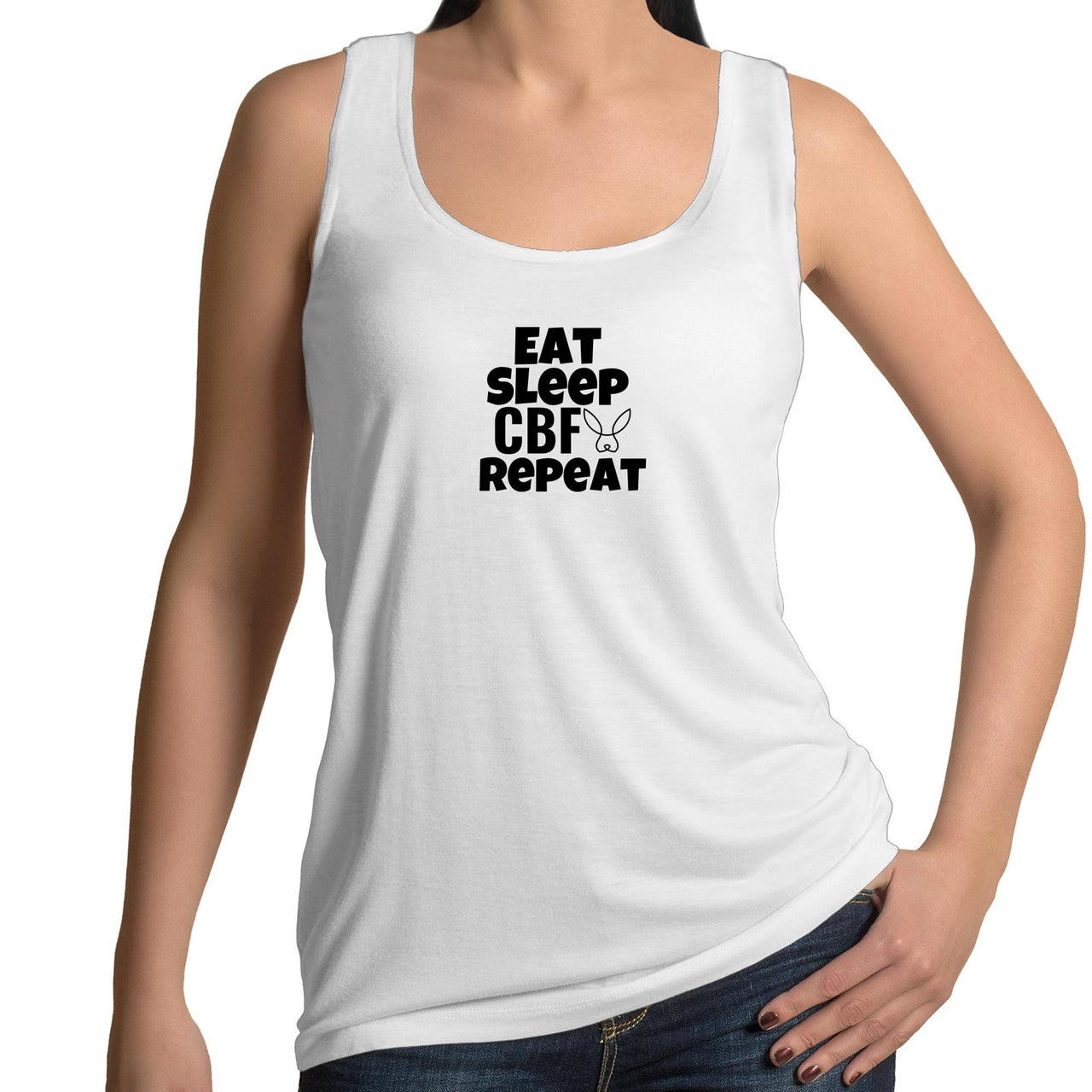 Eat Sleep CBF Repeat Singlet White by CBF Clothing